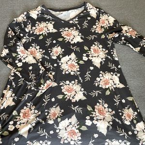 LuLaRoe charcoal gray and floral tunic